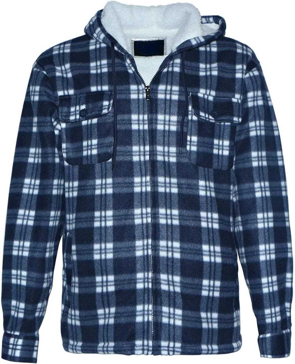 Yasumond Men's Hoodies Flannel Full Zip Sherpa Lined Heavy Fleece Plaid Warm Hooded Jackets,S-5XL