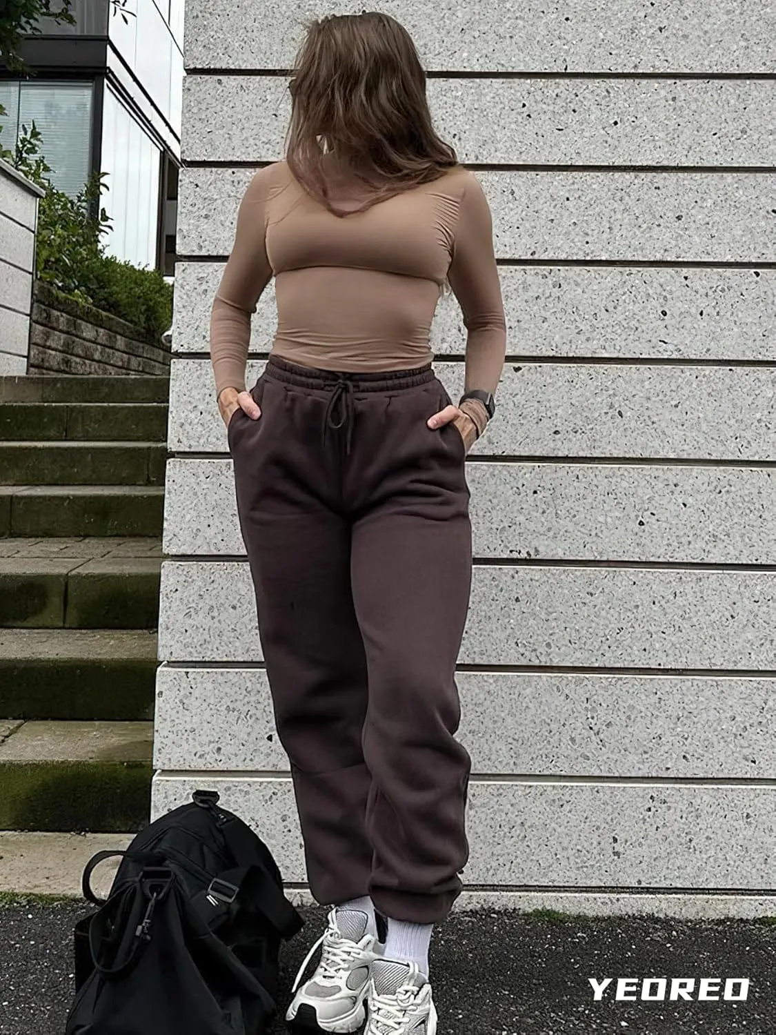 YEOREO Long Sleeve Workout Crop Mock Thermal Turtle Neck Double Lined Base Tops Shirts Women Sariah Y2k Undershirt