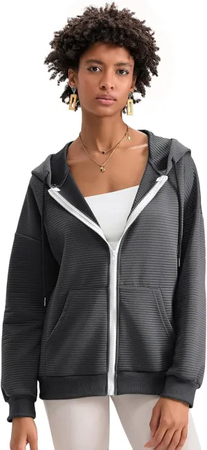Yuemengxuan Womens Zip Up Hoodies Long Sleeve Oversized Sweatshirts Casual Jackets Sweater Spring Outfits 2025 Fashion