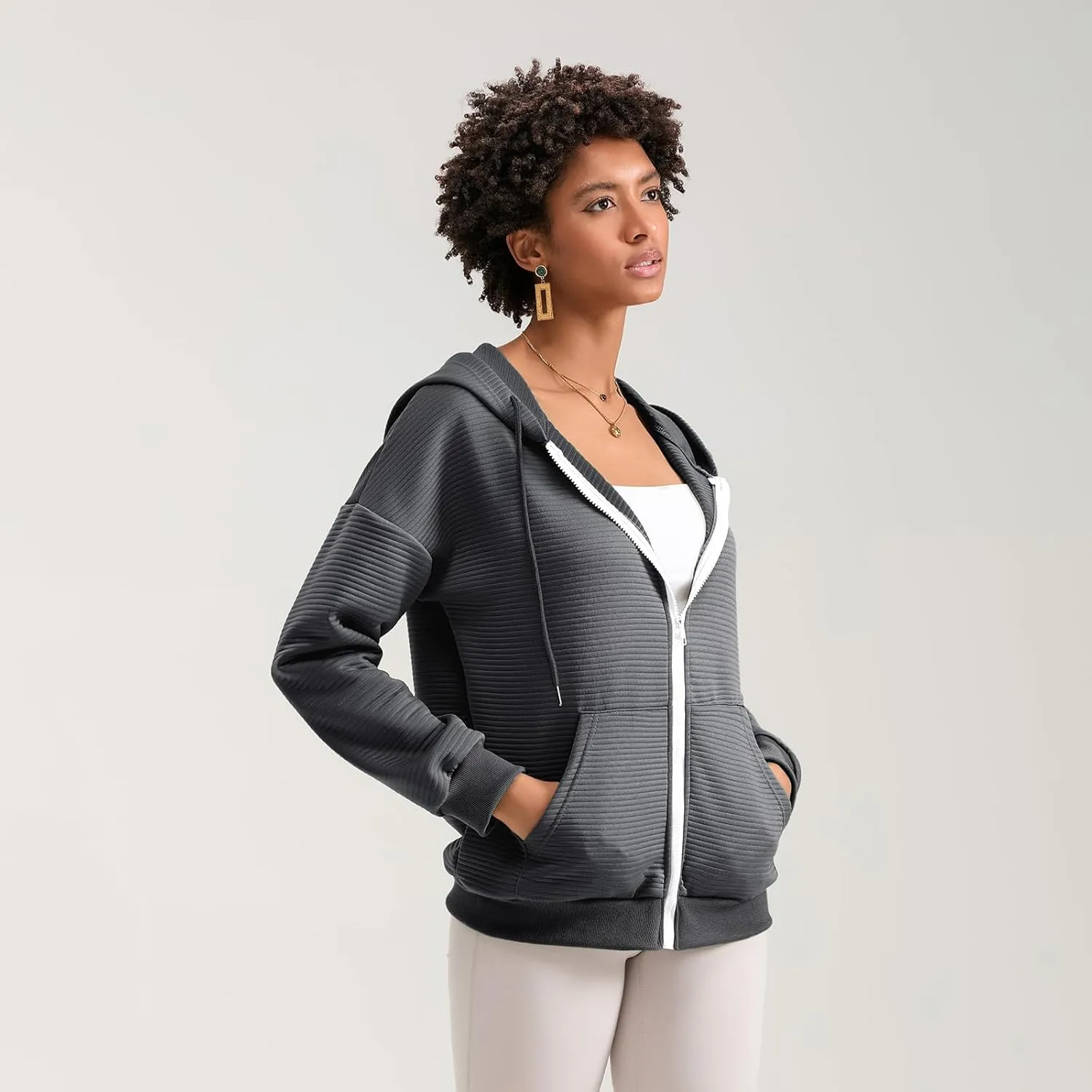 Yuemengxuan Womens Zip Up Hoodies Long Sleeve Oversized Sweatshirts Casual Jackets Sweater Spring Outfits 2025 Fashion