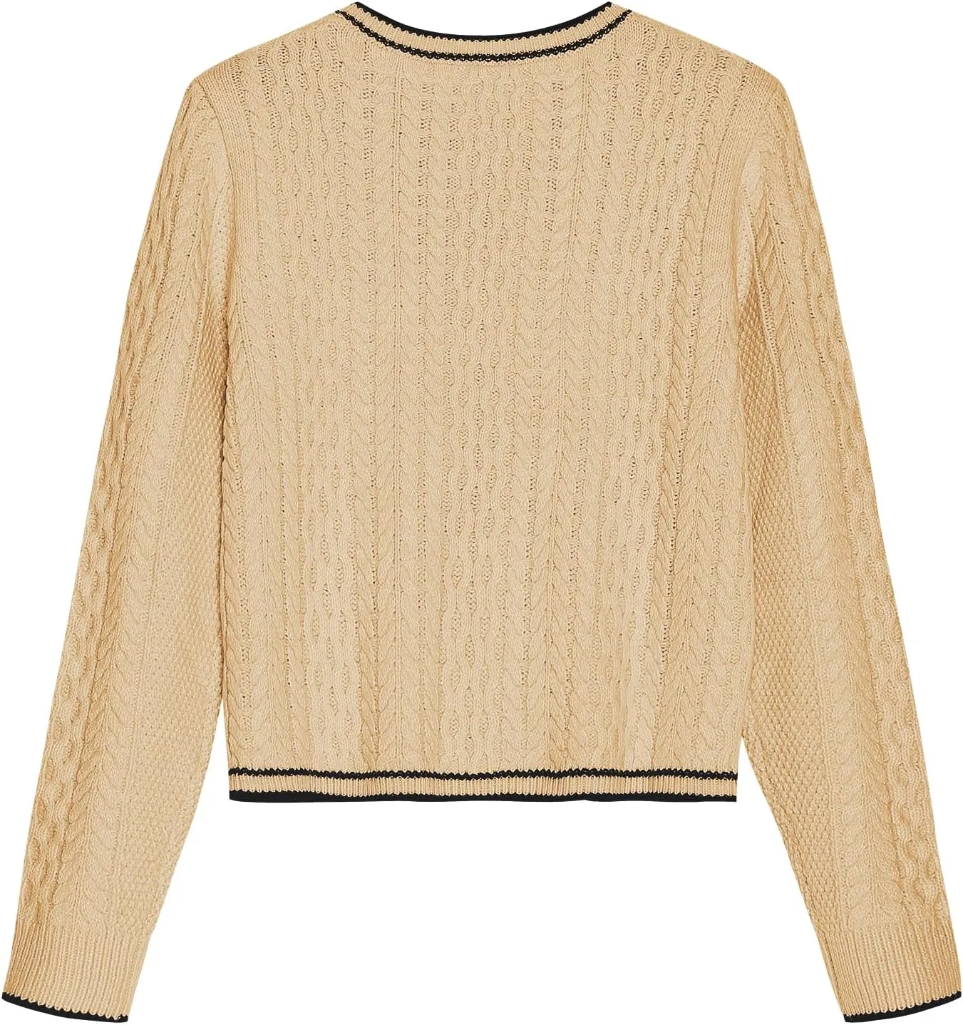 ZAFUL Womens Cable Knit Cropped Cardigan Sweater Button Down Long Sleeve Open Front 2024 Fall Trendy Jackets Outerwear