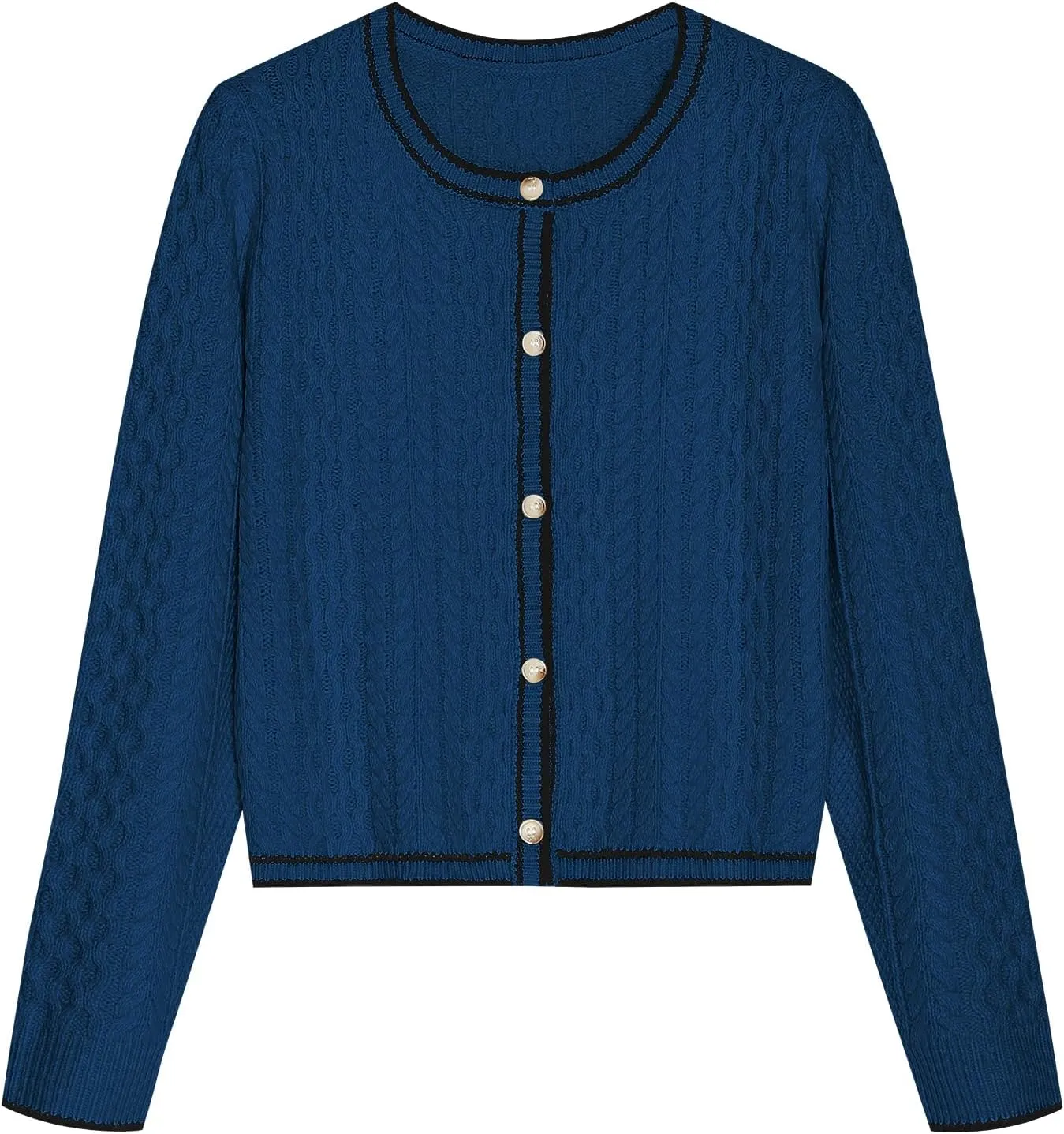 ZAFUL Womens Cable Knit Cropped Cardigan Sweater Button Down Long Sleeve Open Front 2024 Fall Trendy Jackets Outerwear