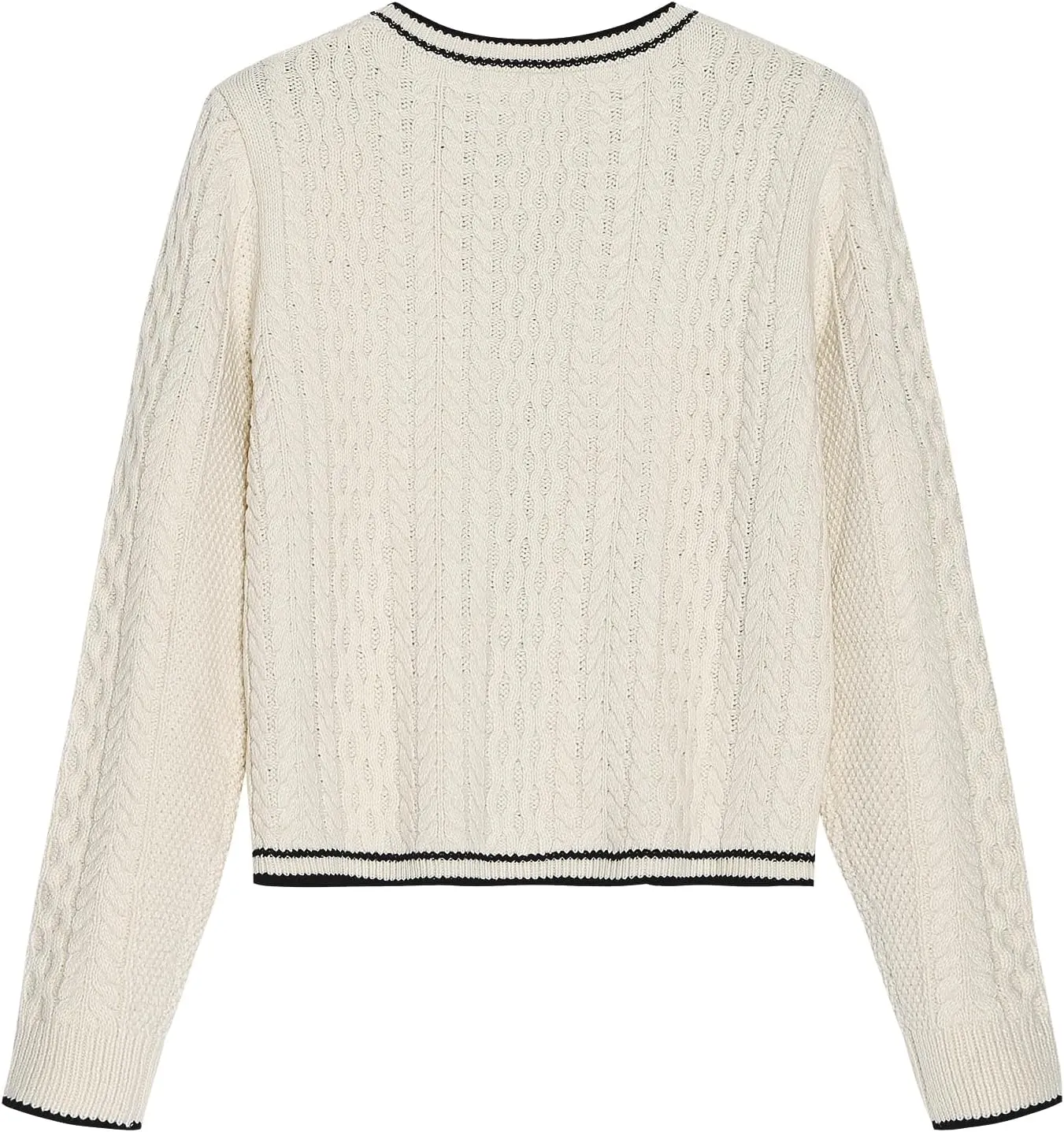 ZAFUL Womens Cable Knit Cropped Cardigan Sweater Button Down Long Sleeve Open Front 2024 Fall Trendy Jackets Outerwear