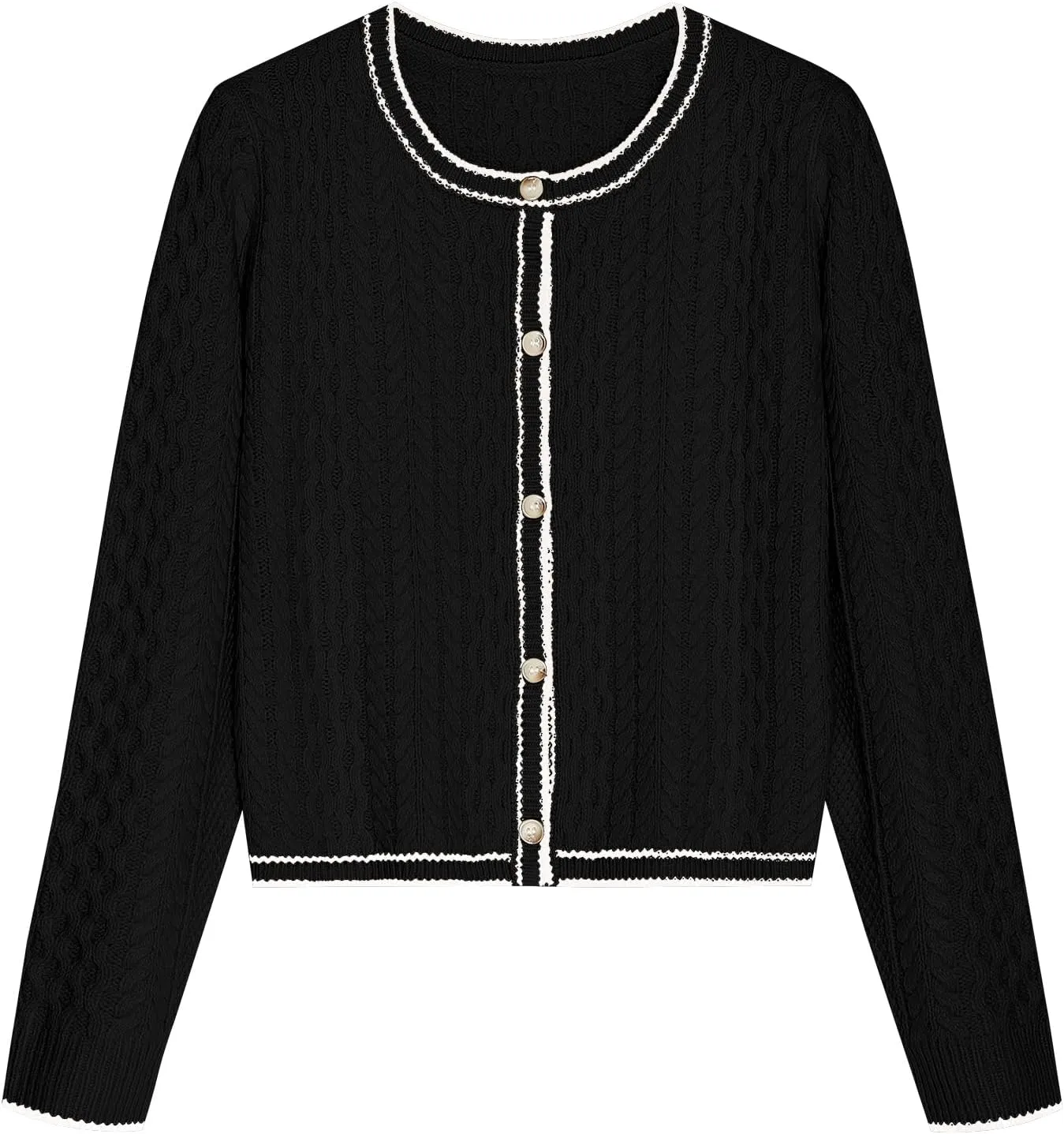 ZAFUL Womens Cable Knit Cropped Cardigan Sweater Button Down Long Sleeve Open Front 2024 Fall Trendy Jackets Outerwear