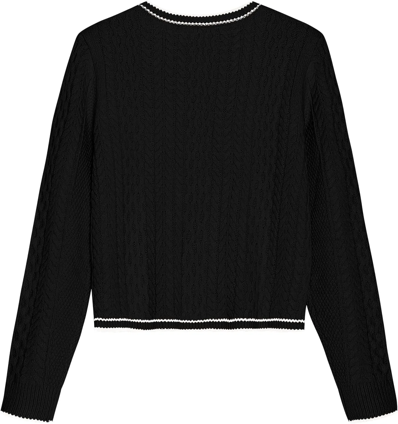 ZAFUL Womens Cable Knit Cropped Cardigan Sweater Button Down Long Sleeve Open Front 2024 Fall Trendy Jackets Outerwear