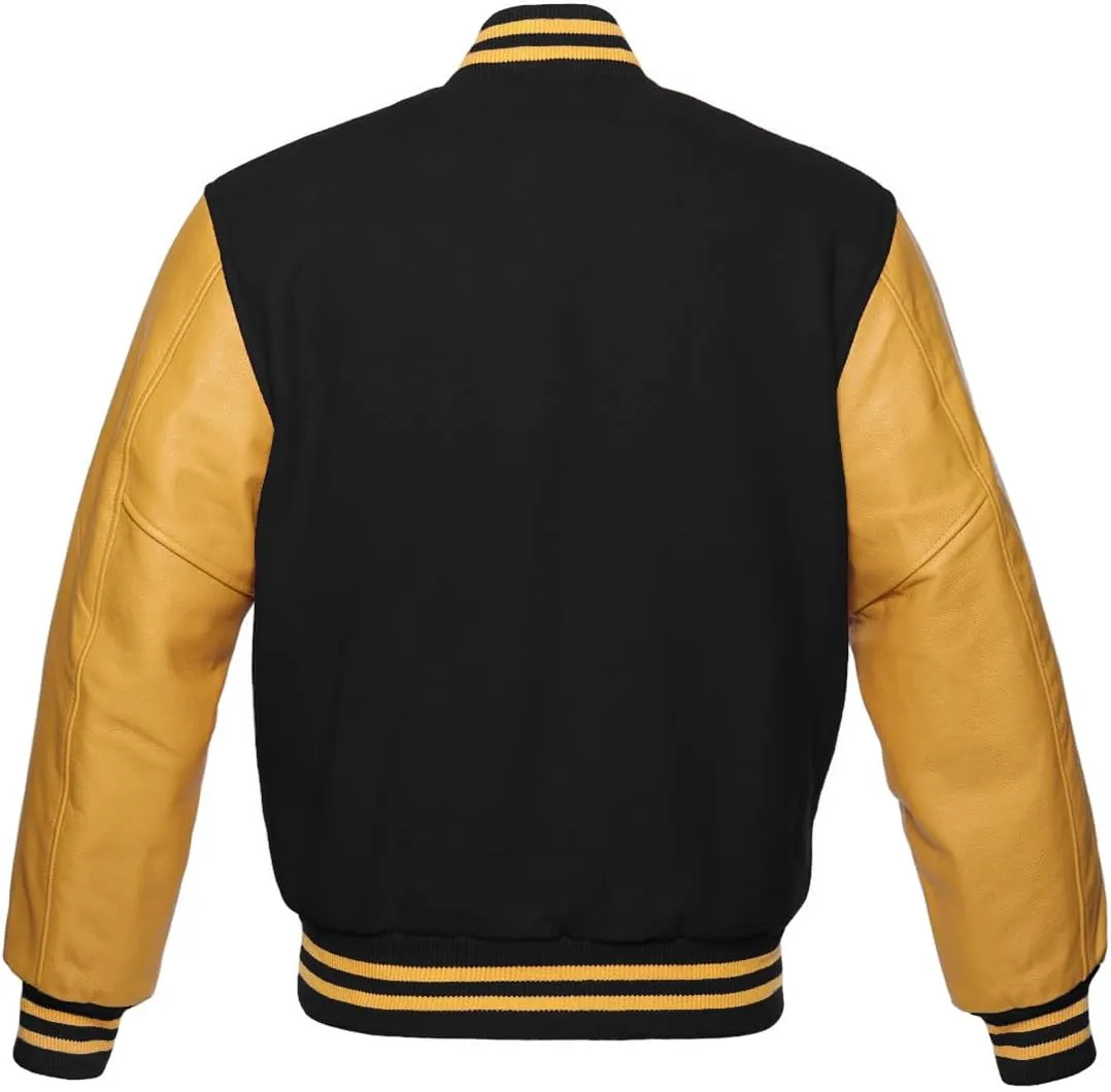 Zaine Enterprises The Best Men's Varsity Basketball Jackets Lettermen Baseball Bomber Jacket in Wool and Leather