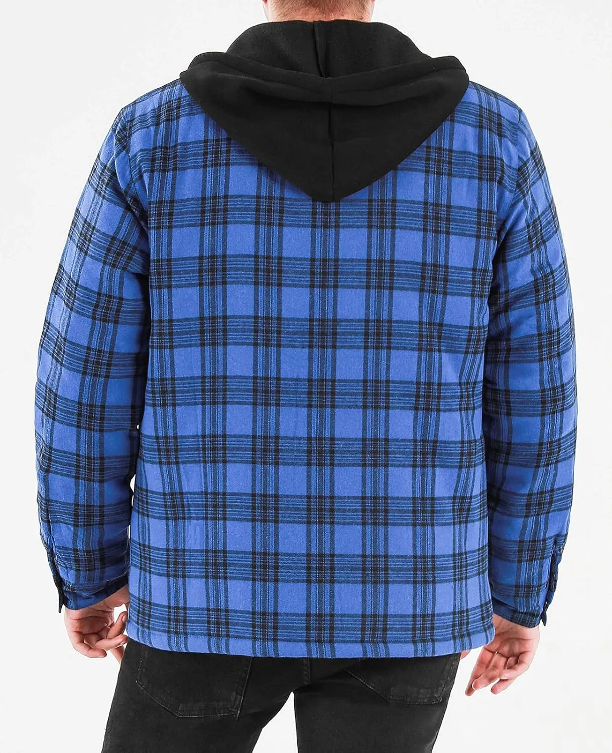 ZENTHACE Men's Thicken Plaid Hooded Flannel Shirt Jacket with Quilted Lined